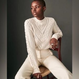 Sezane La Maille Solal Wool Blend Jumper Sweater Ivory XS